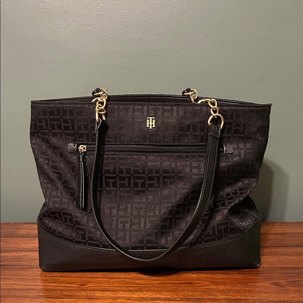 Tommy Hilfiger Black Tote with Gold Accents